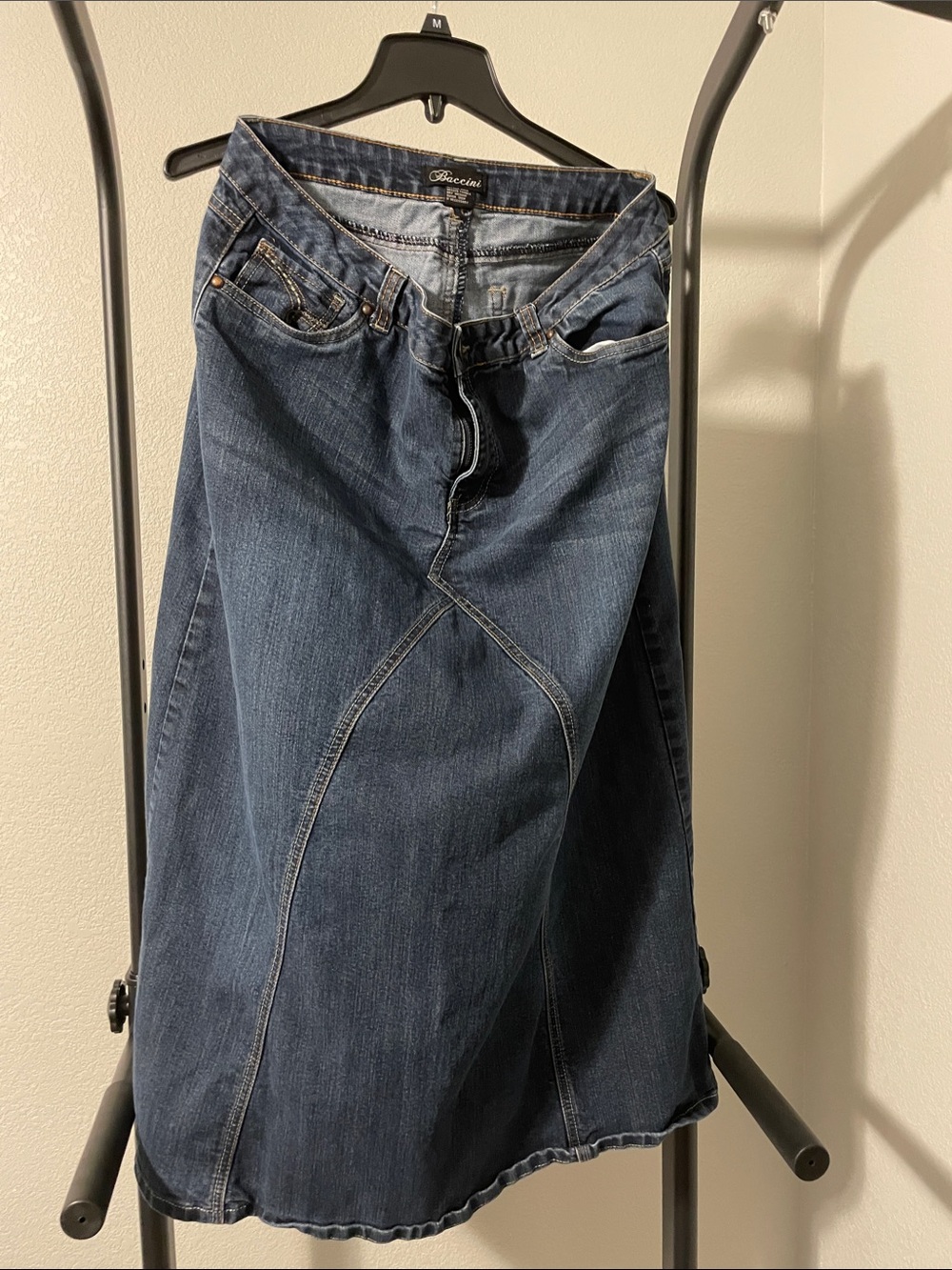 Baccini Dark Blue Denim A-Line Maxi Skirt